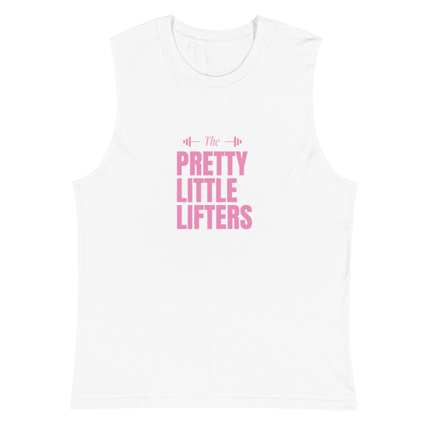 The Pretty Little Lifters barbell unisex muscle shirt- black and white