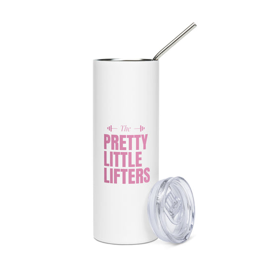 The Pretty Little Lifters barbell stainless steel tumbler- white
