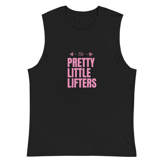 The Pretty Little Lifters barbell unisex muscle shirt- black and white